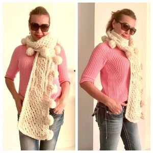 WINTER KNITTED POMPOM SCARF WRAPS HEADBAND